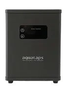 Rectangular black water purifier with digital display and control buttons on front panel